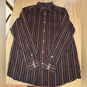 Sean John Black, Orange and Yellow Striped Button Up Shirt